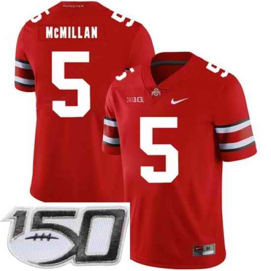 Ohio State Buckeyes 5 Raekwon McMillan Red Nike College Football Stitched 150th Anniversary Patch Jersey